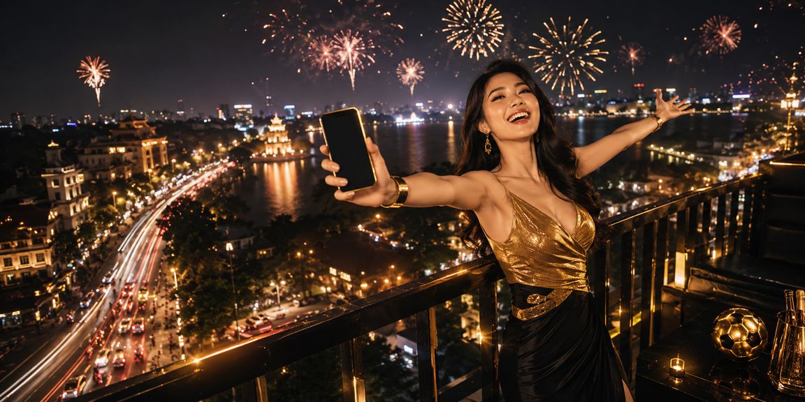 Người dùng tại Hà Nội trải nghiệm casino trực tuyến trên điện thoại di động với hiệu ứng ánh sáng neon