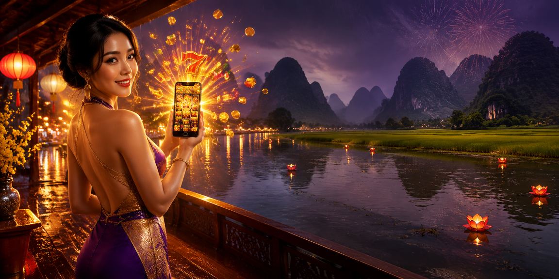 Không khí lễ hội Tết tại Ninh Bình với game slots và màn hình nổ hũ rực rỡ